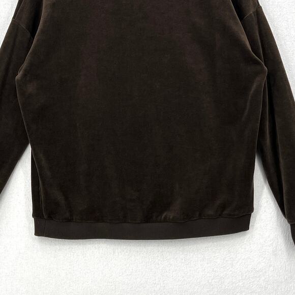 VINCE Cotton Velour Sweatshirt Womens XS Balsamic Dark Brown Crew Neck Relaxed - Picture 9 of 15